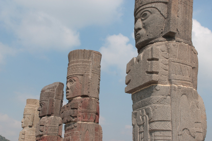Acercamiento a los ‘Atlantes de Tula’, una serie de esculturas monumentales en el sitio arqueológico.