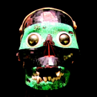 Máscara de mosaico de Tezcatlipoca (dios de la providencia, lo invisible y la oscuridad), con turquesas y conchas rojas. Museo Británico, Londres.