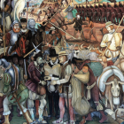 Detalle del mural de Diego Rivera sobre la historia de México, Palacio Nacional.