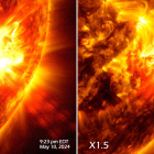 El Observatorio de Dinámica Solar de la NASA capturó imágenes de las dos erupciones solares el 10 y 11 de mayo de 2024.