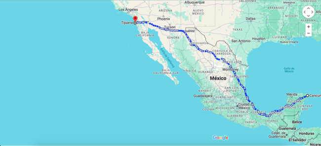 Tardaríamos 10 días más en llegar a Tijuana desde Cancún que desde Suchiate, Chiapas.