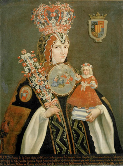 Retrato de Sor Juana de la Cruz, religiosa de la orden de las jerónimas, un excelente ejemplo de retrato de monjas coronadas.