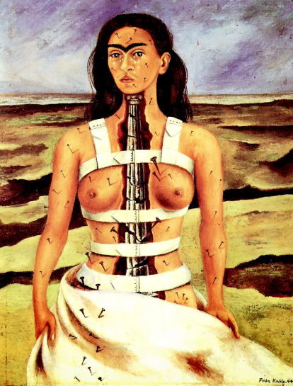 La columna rota (1944), de Frida Kahlo. Óleo sobre lienzo.