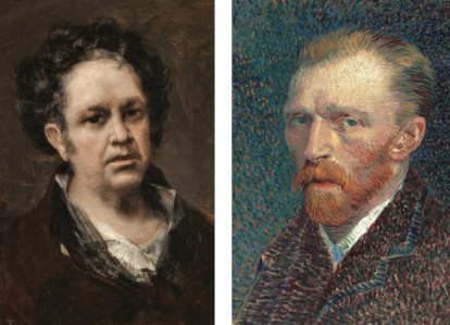 Goya, “Autorretrato” (1815) izquierda, Van Gogh, “Autorretrato” (1887) derecha.