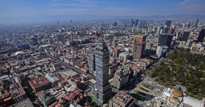 Fotografía del Centro Histórico de la Ciudad de México desde el aire.